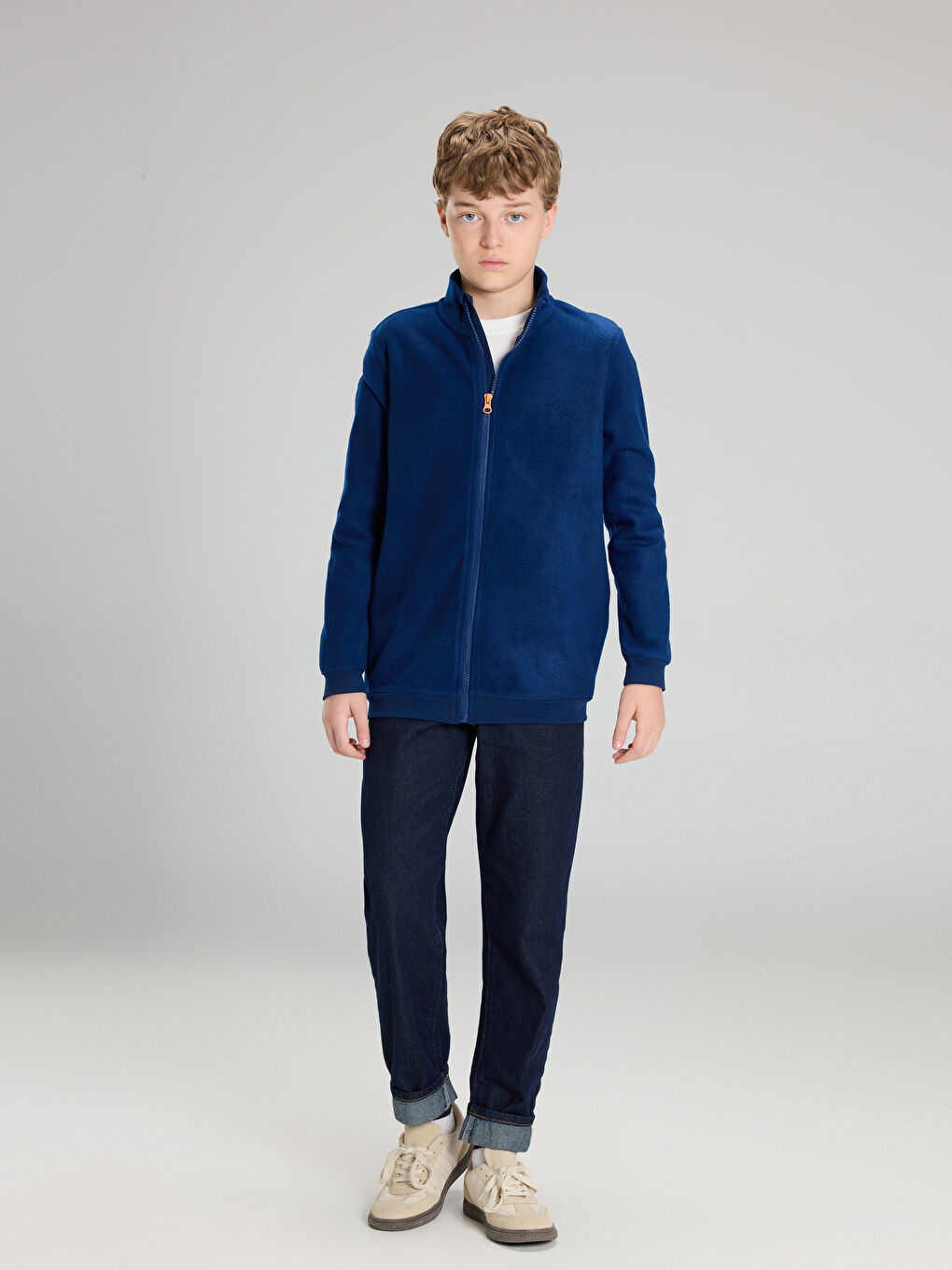 Lacivert Dik Yaka Polar Erkek Çocuk Hırka-1