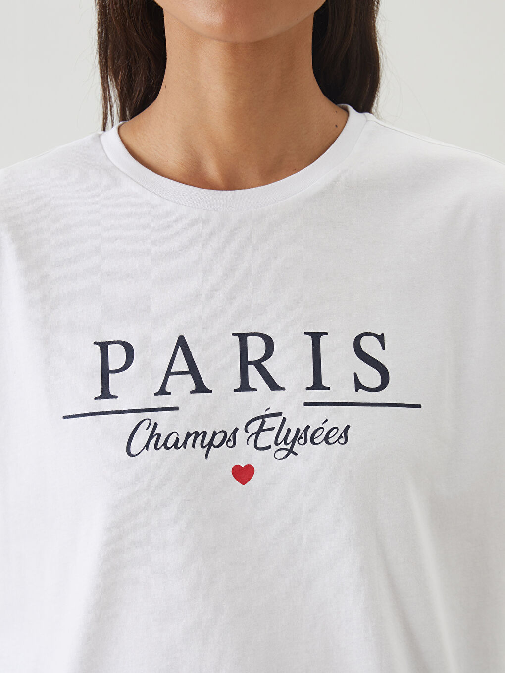 LCW Modest Crew Neck Paris Printed Women's T-Shirt -W50298Z8-Q6K