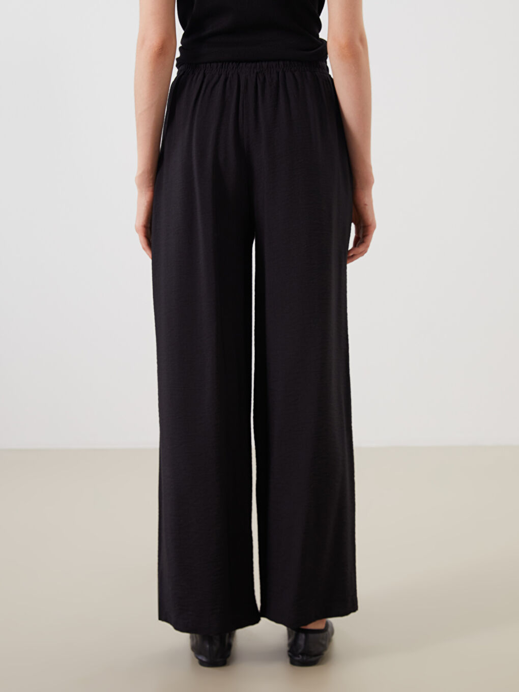 LCW Modest Elastic Waist Wide Leg Women's Trousers -W50302Z8-CVL