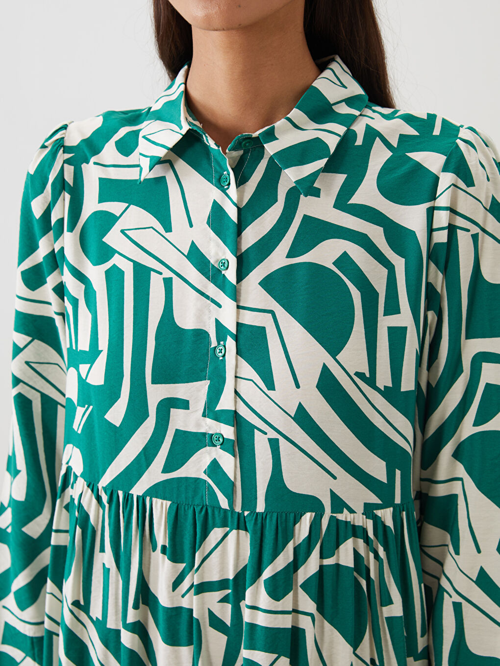 LCW Modest Woman GREEN Dress -W50304Z8-LRR
