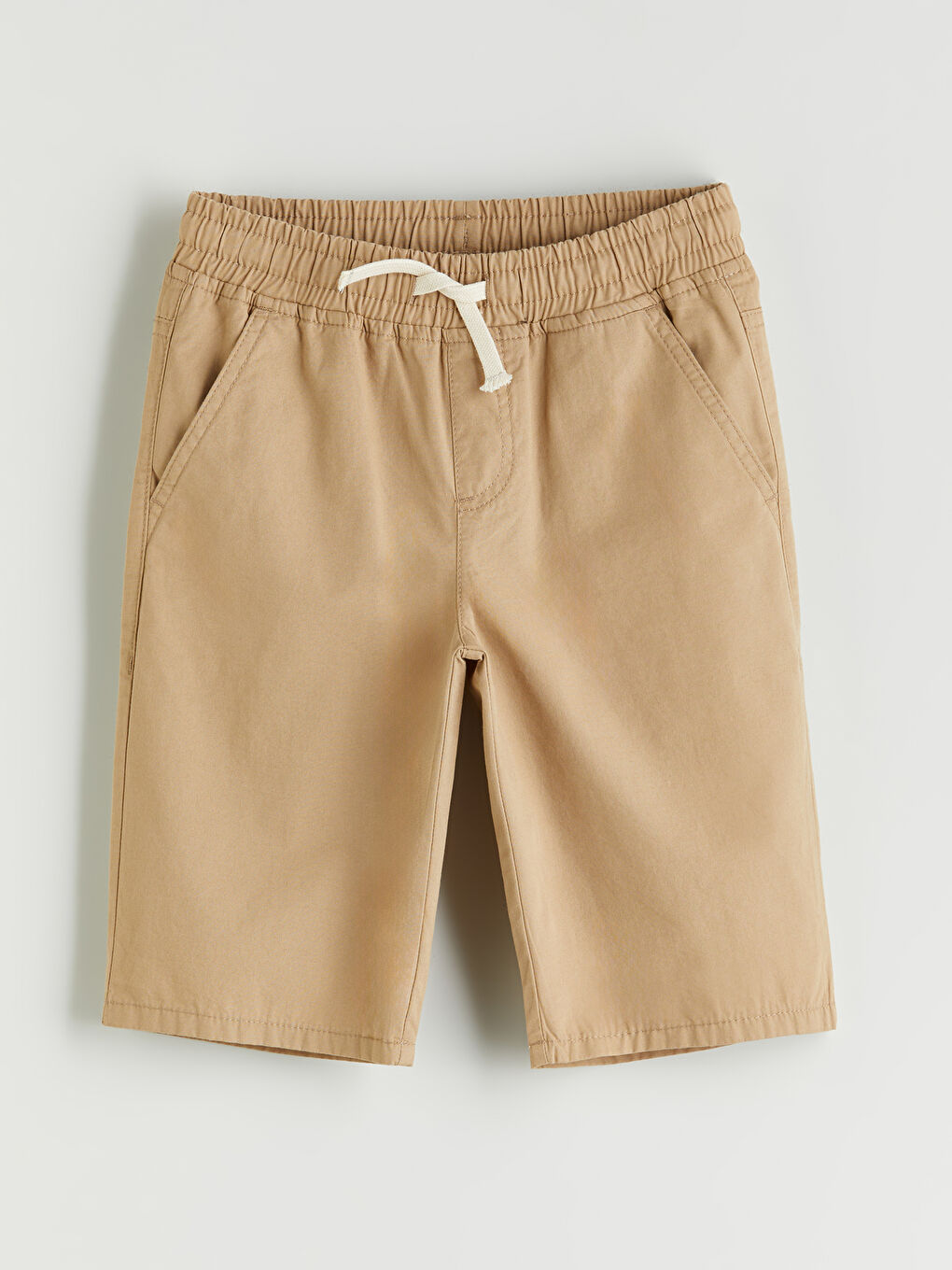 Bej Beli Ayarlanabilir Lastikli Erkek Çocuk Şort