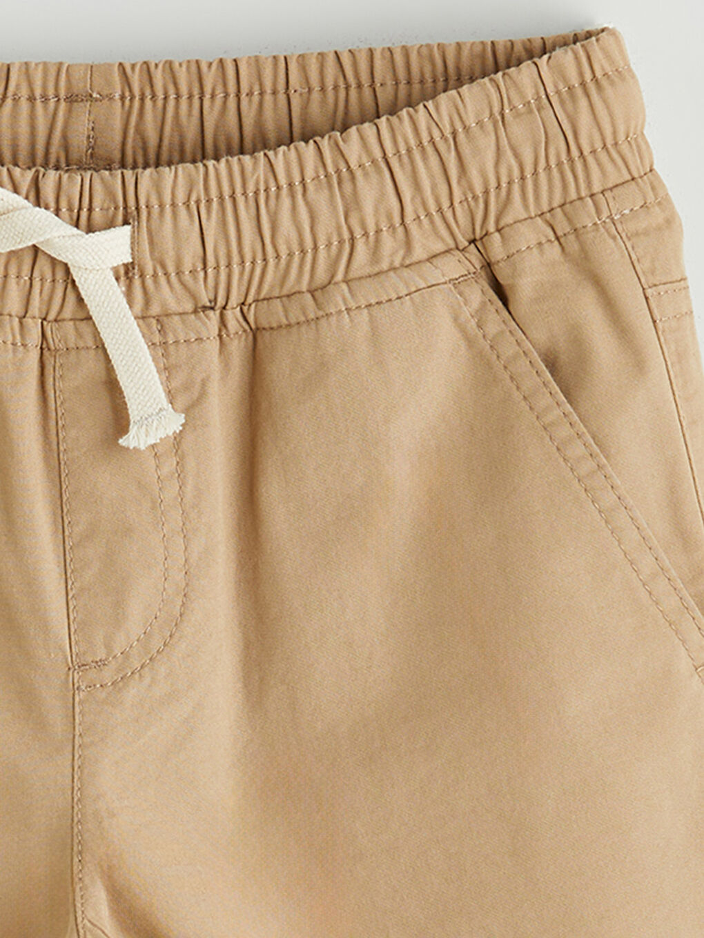 Bej Beli Ayarlanabilir Lastikli Erkek Çocuk Şort-2