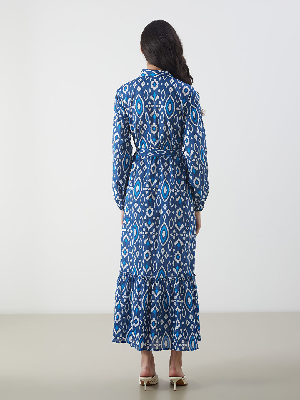 LCW Modest Woman BLUE Shirt Dress -W50323Z8-LQQ