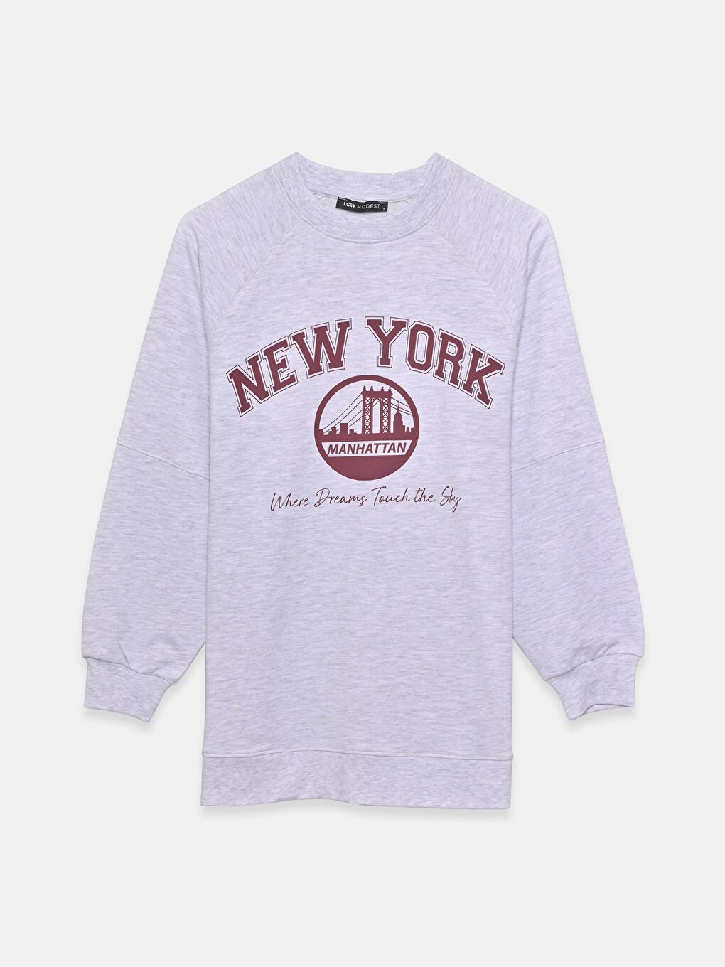 Crew Neck Printed Women's Sweatshirt Tunic