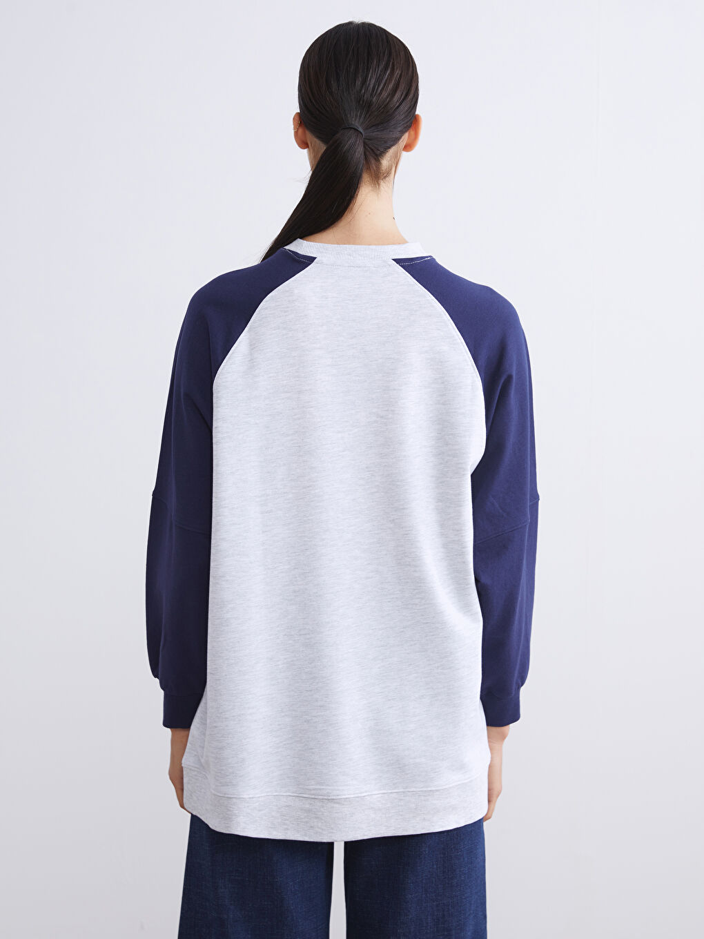 LCW Modest Printed Oversize Women's Sweatshirt Tunic -W50326Z8-JMD