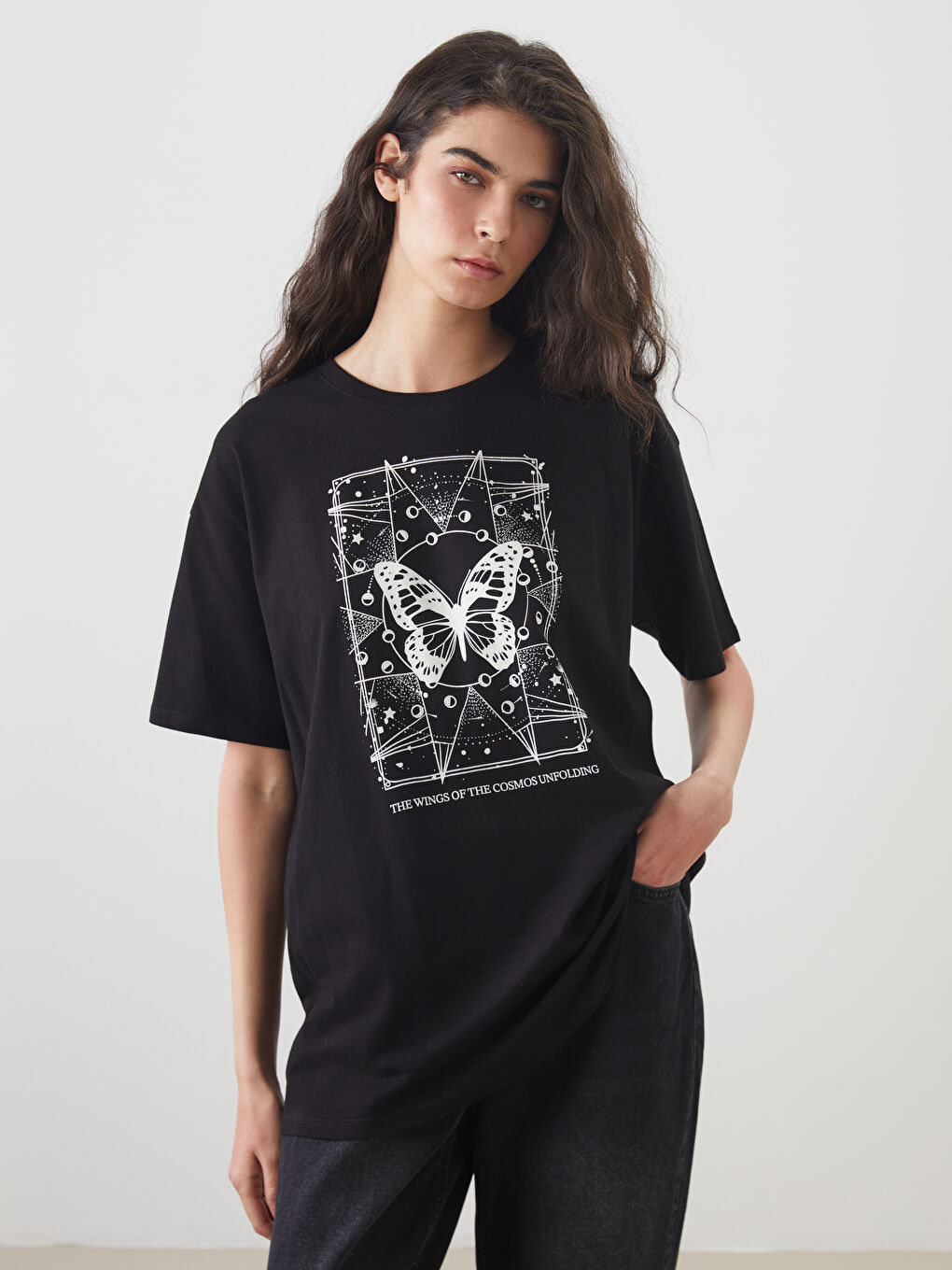 LCW Modest Crew Neck Printed Women's T-Shirt -W50327Z8-CVL