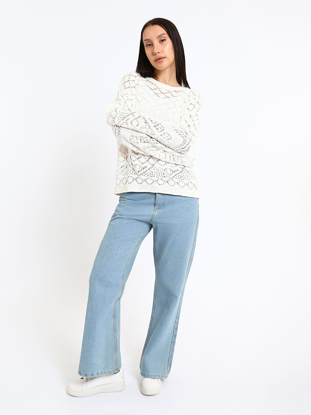 Pull-over en tricot à col rond-1