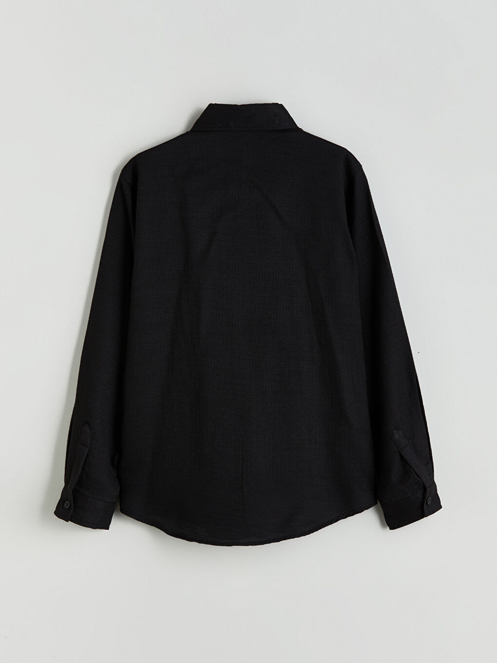 Siyah Uzun Kollu Dokulu Erkek Çocuk Gömlek-2