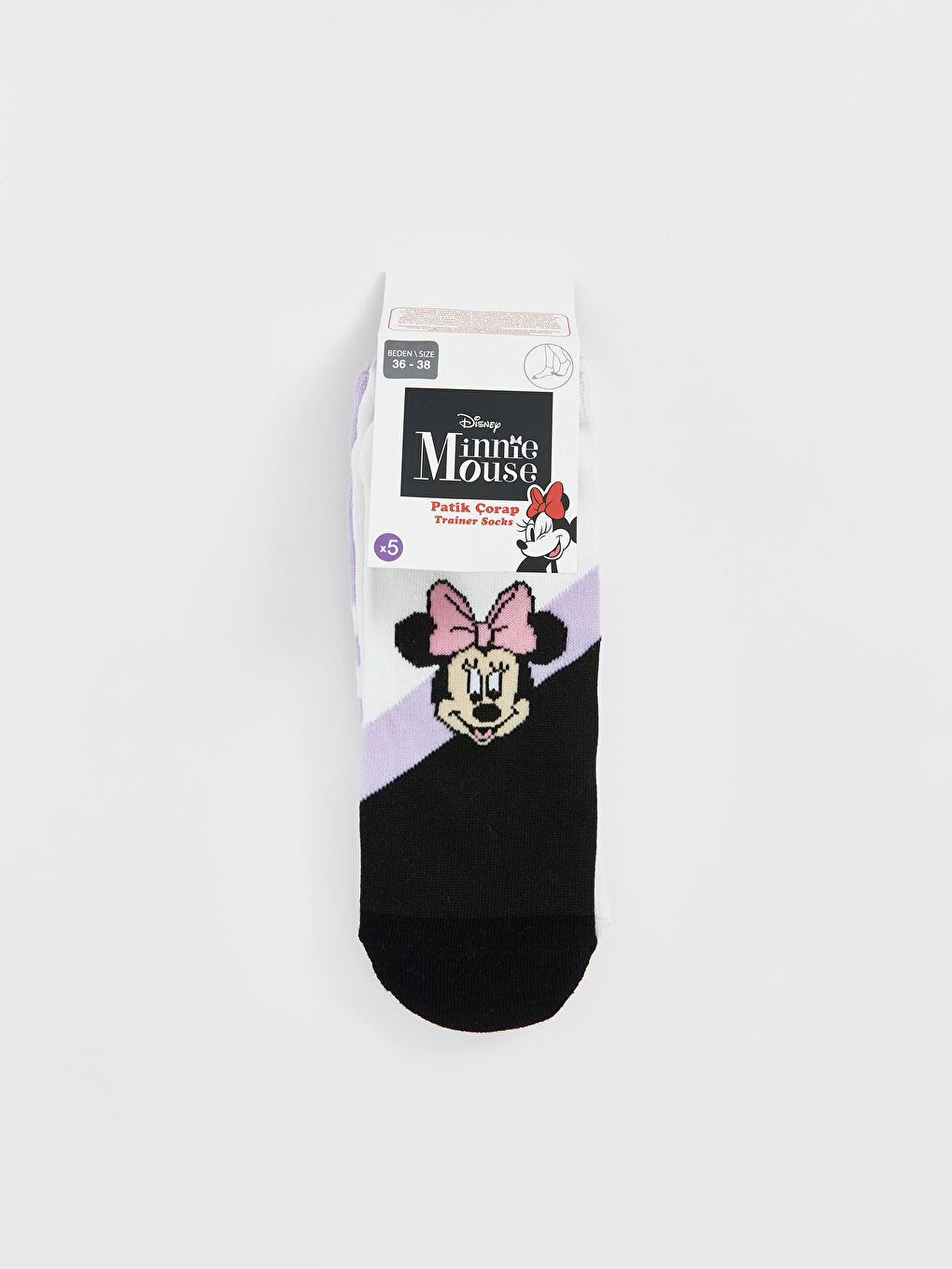 LCW Kids Minnie Mouse Patterned Girls' Booties Socks 5 Pack -W50395Z4-FEW