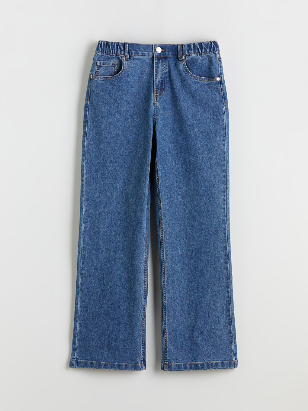 Elastic Waist Wide Leg Women's Jeans-4