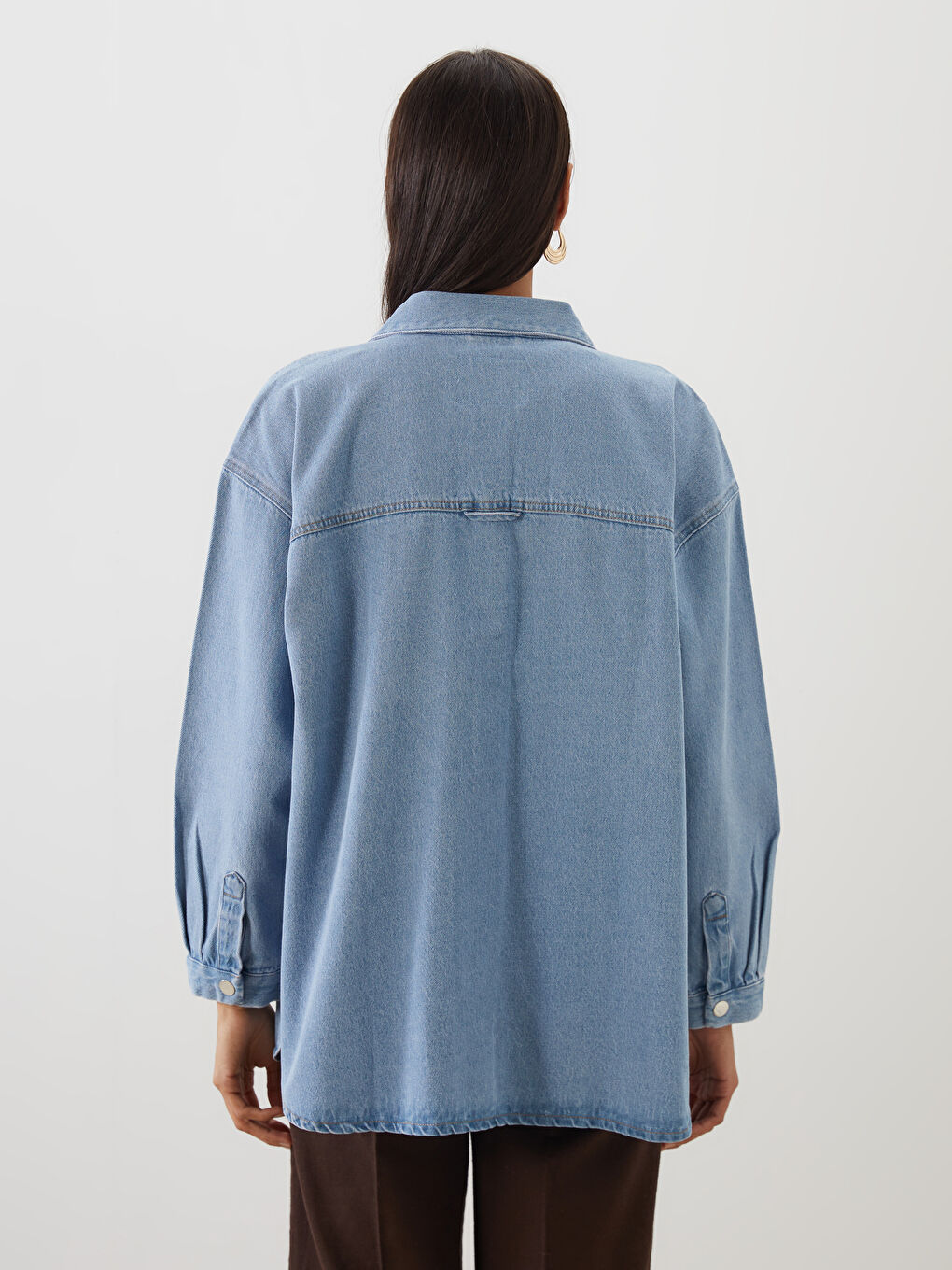 LCW Modest Collared Neck Women's Denim Jacket -W50490Z8-507
