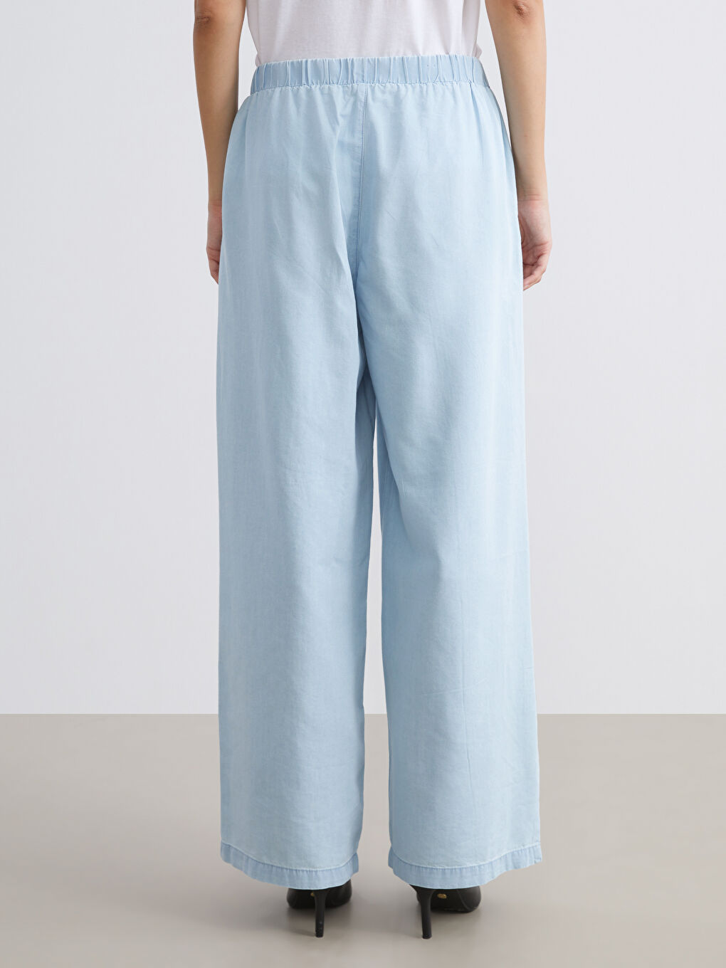 LCW Modest Elastic Waist Wide Leg Women's Jeans -W50493Z8-311