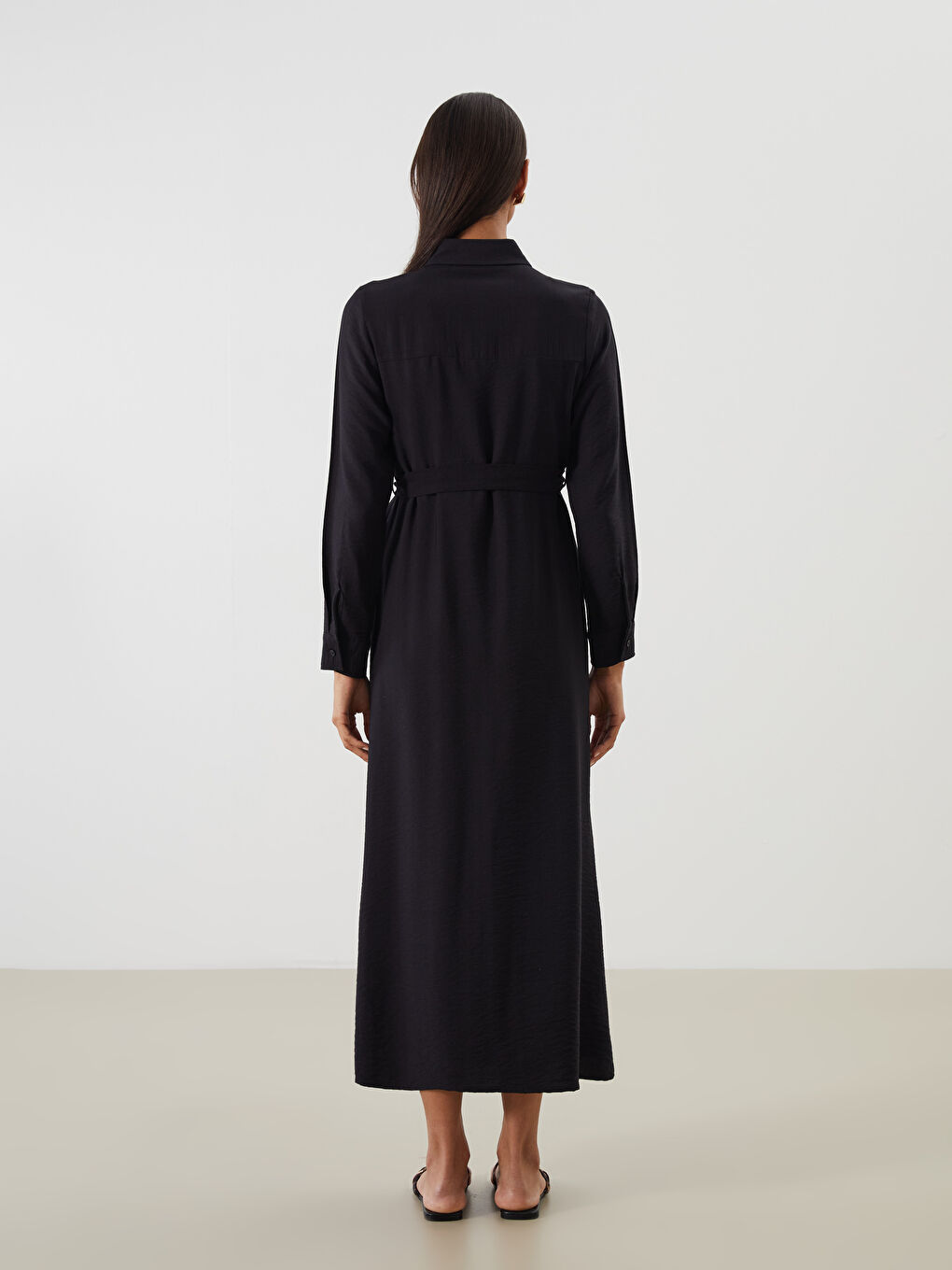 LCW Modest Belted Shirt Dress -W50561Z8-CVL