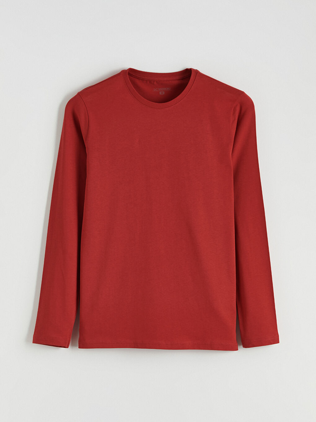 Kırmızı Bisiklet Yaka Uzun Kollu Erkek Atlet-4