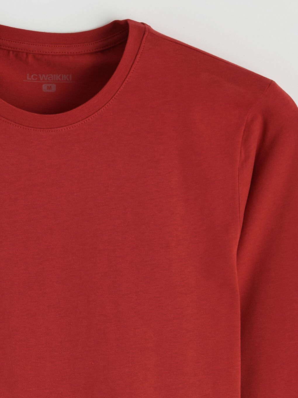 Kırmızı Bisiklet Yaka Uzun Kollu Erkek Atlet-5