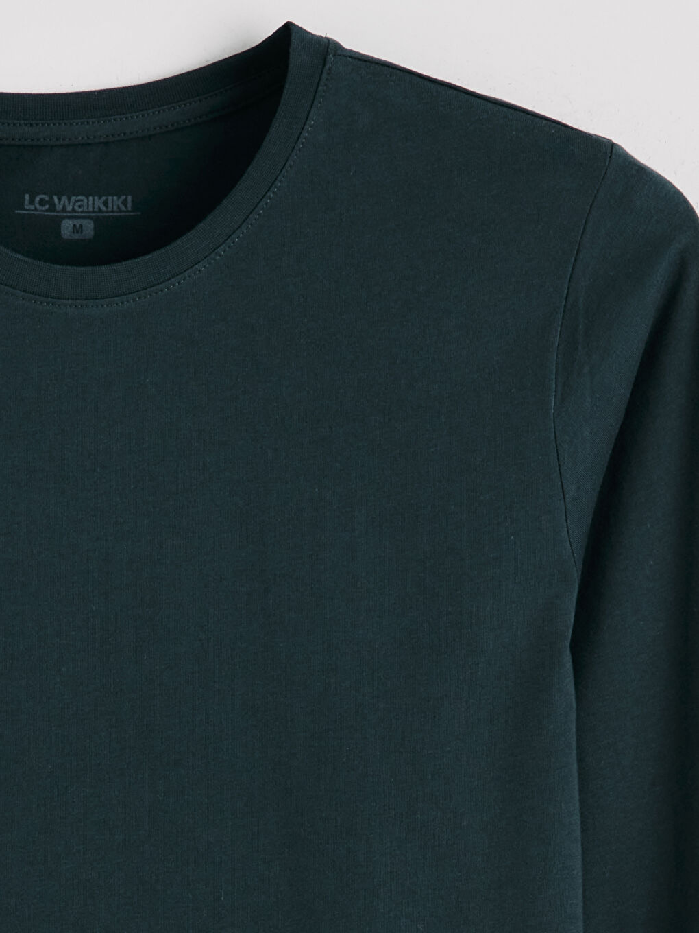 Yeşil Bisiklet Yaka Uzun Kollu Erkek Atlet-5