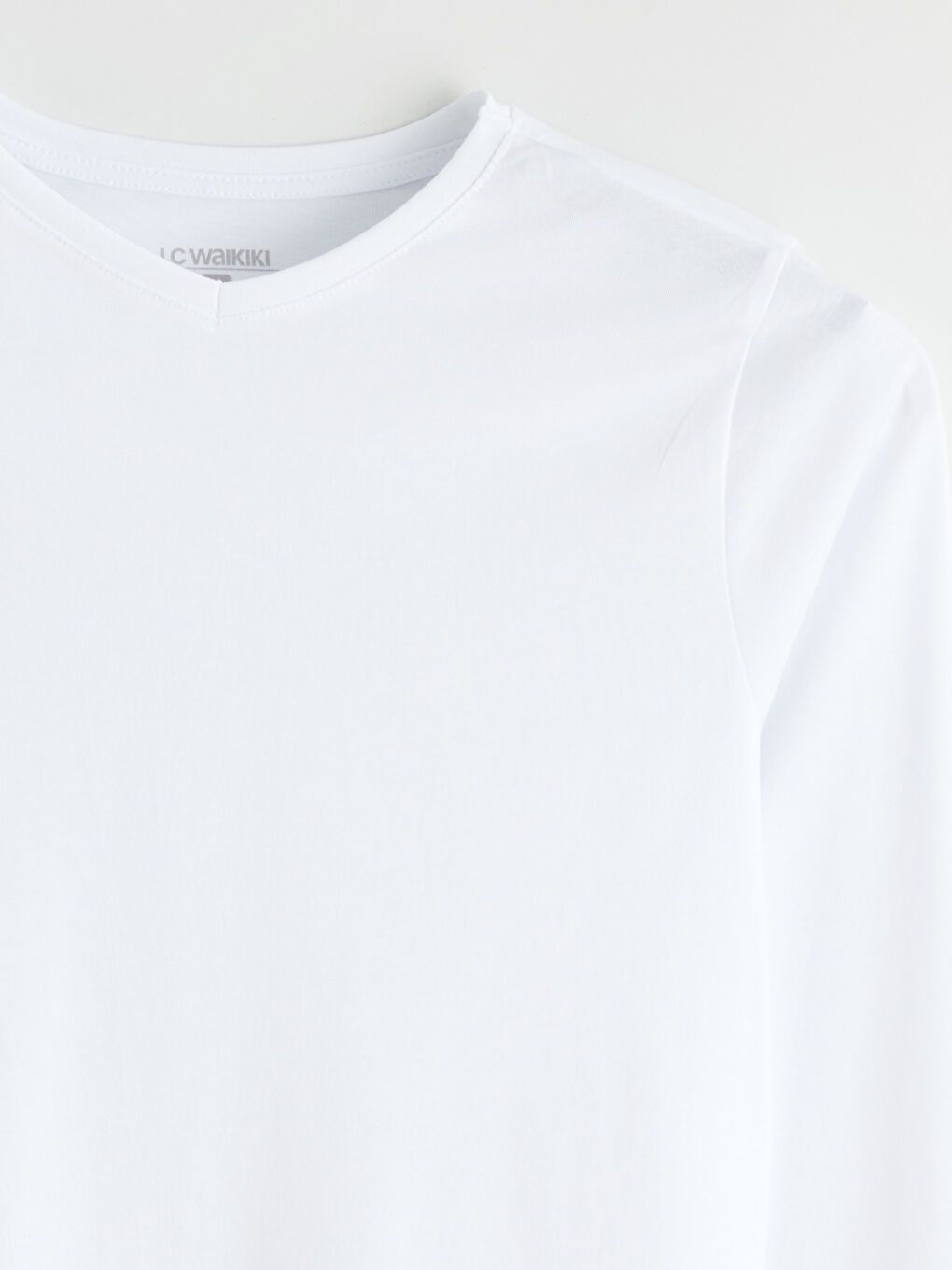 Beyaz Bisiklet Yaka Uzun Kollu Erkek Atlet-5