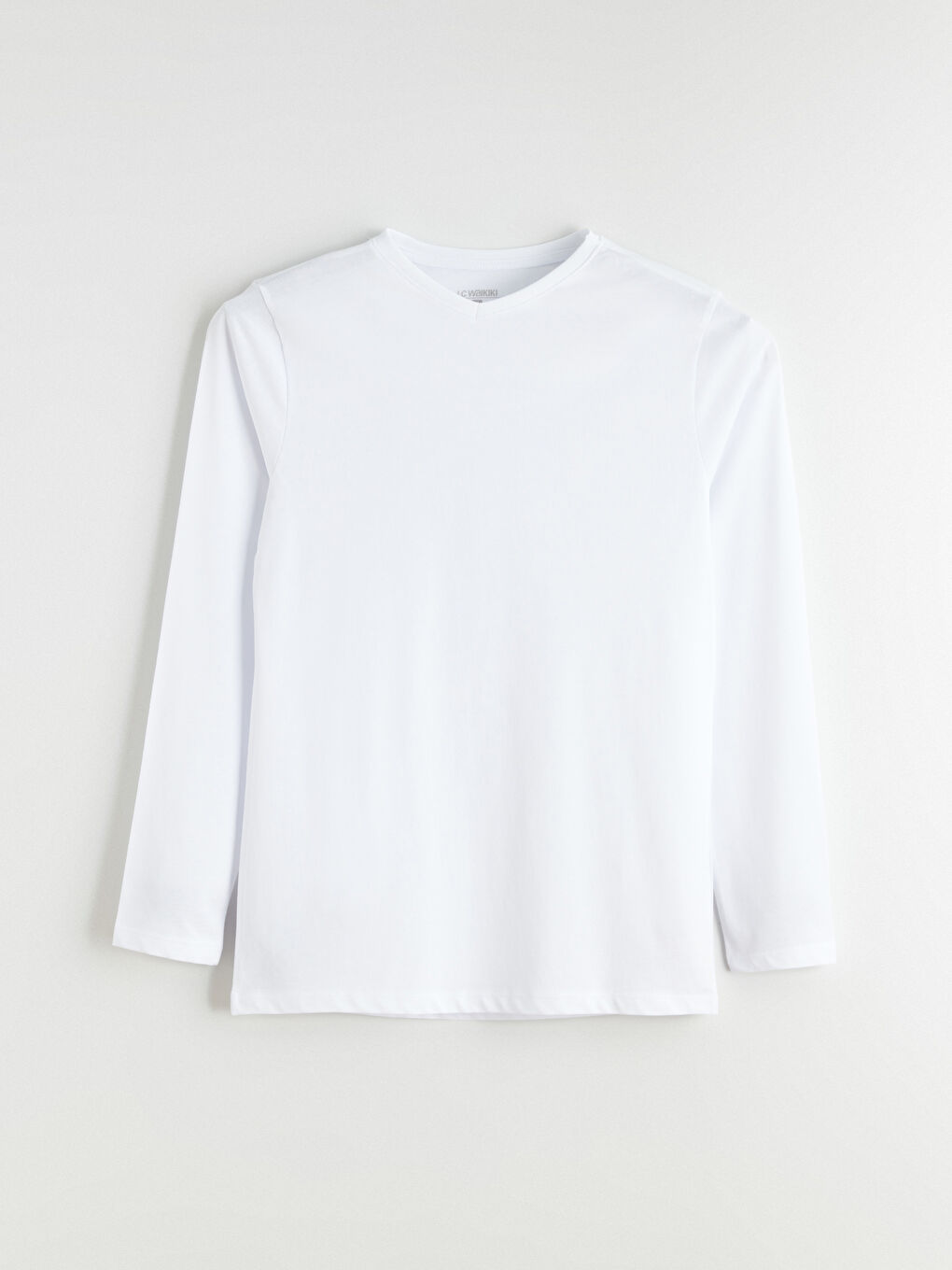 Beyaz Bisiklet Yaka Uzun Kollu Erkek Atlet-4