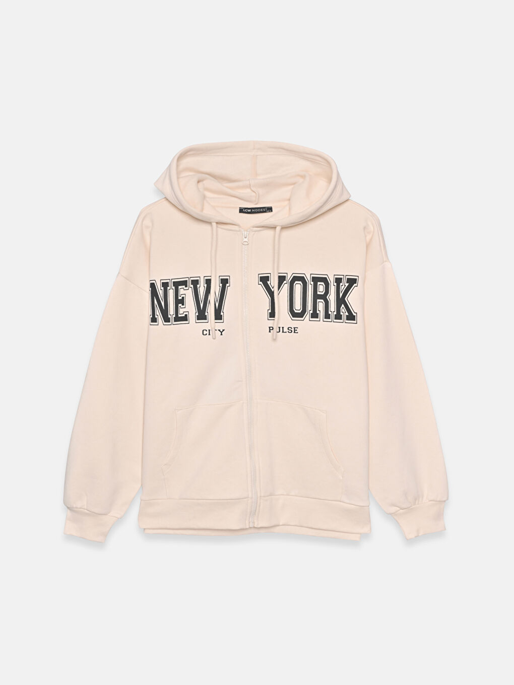 Толстовка на молнии с капюшоном оверсайз для женщин