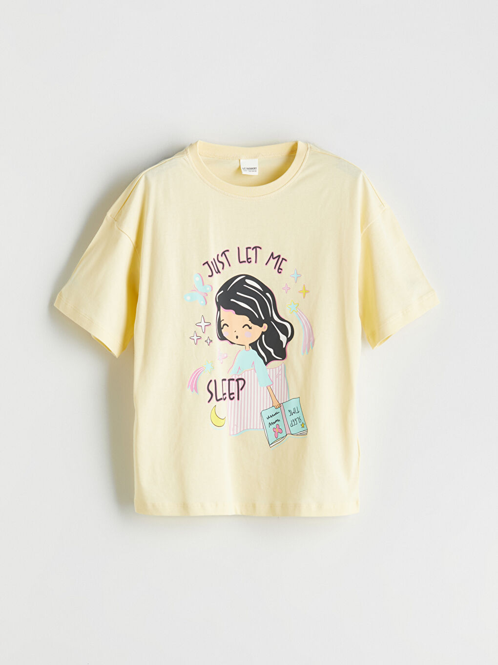 Sarı Bisiklet Yaka Kız Çocuk Pijama Üst