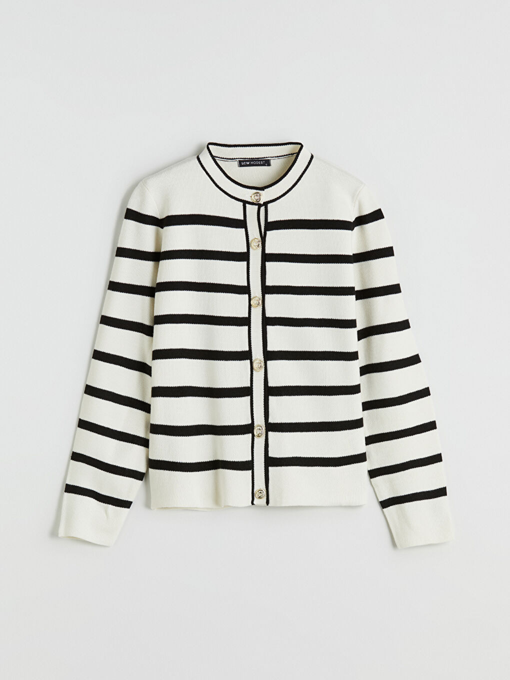 Crew Neck Striped Women's Knitwear Cardigan-4