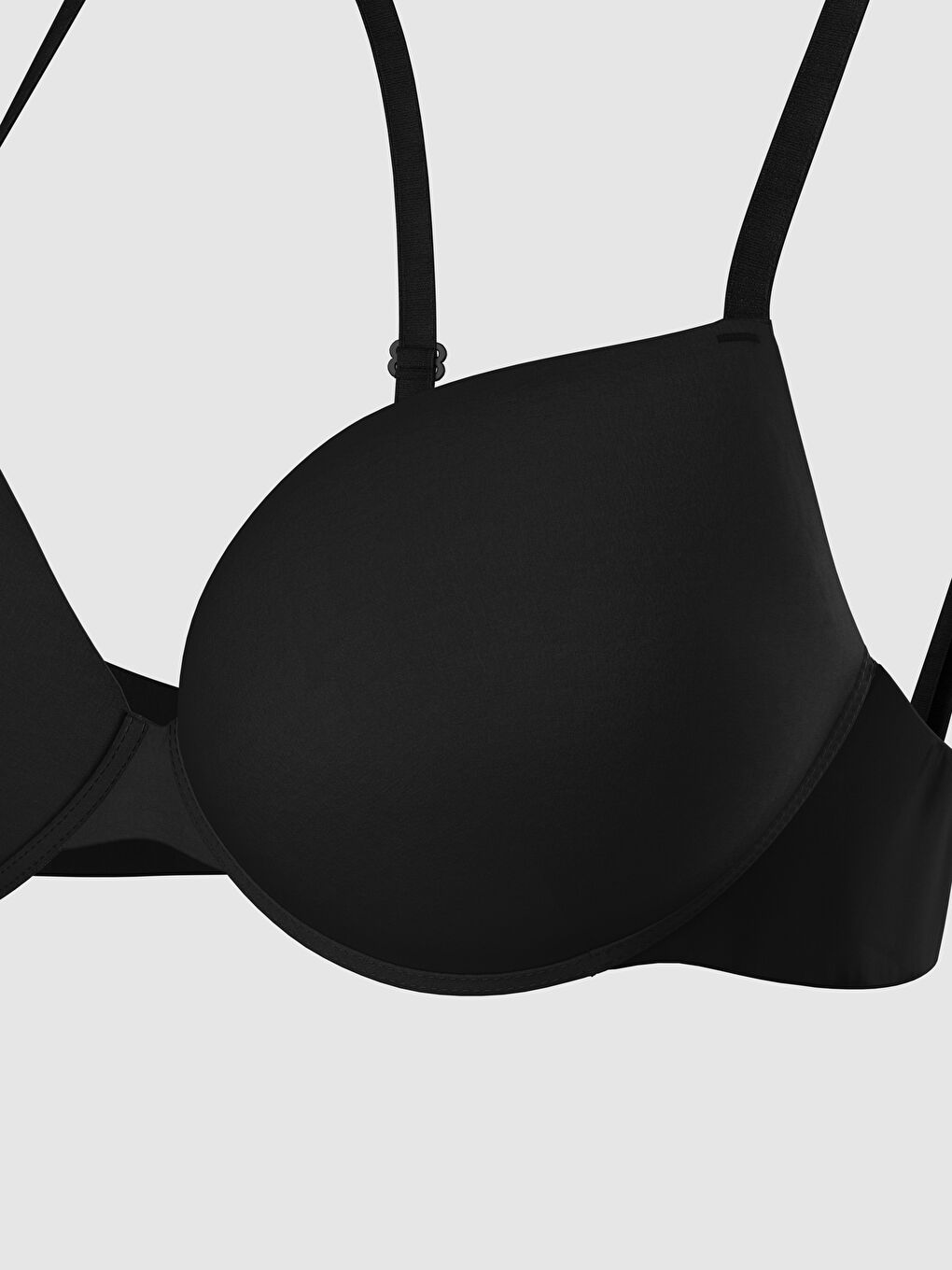 Siyah Balenli Dolgulu Düz Tişört Sütyen-3