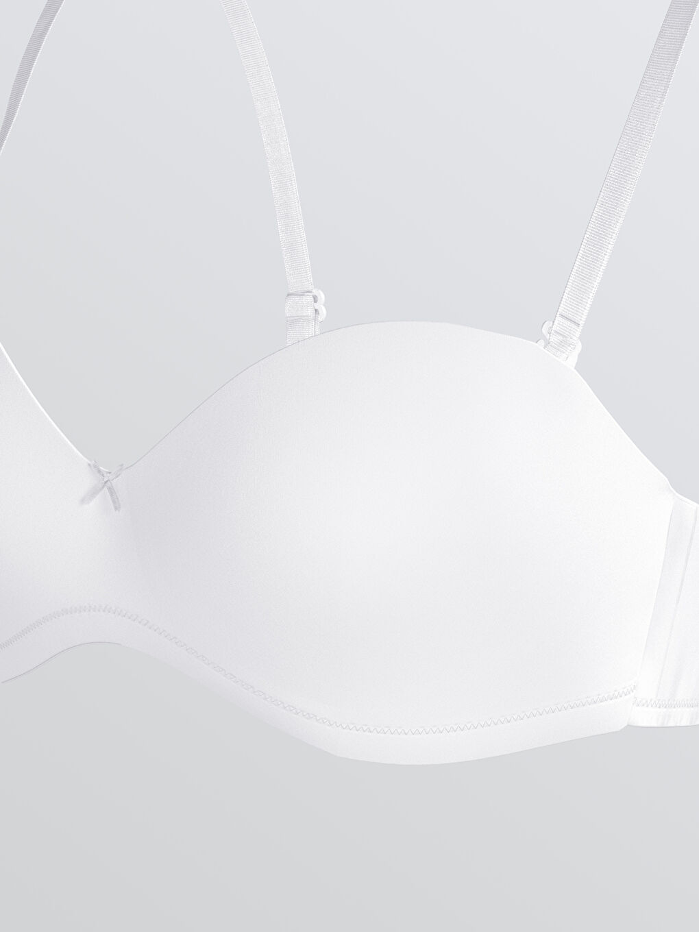 Beyaz Balenli Dolgusuz Straplez Sütyen-4