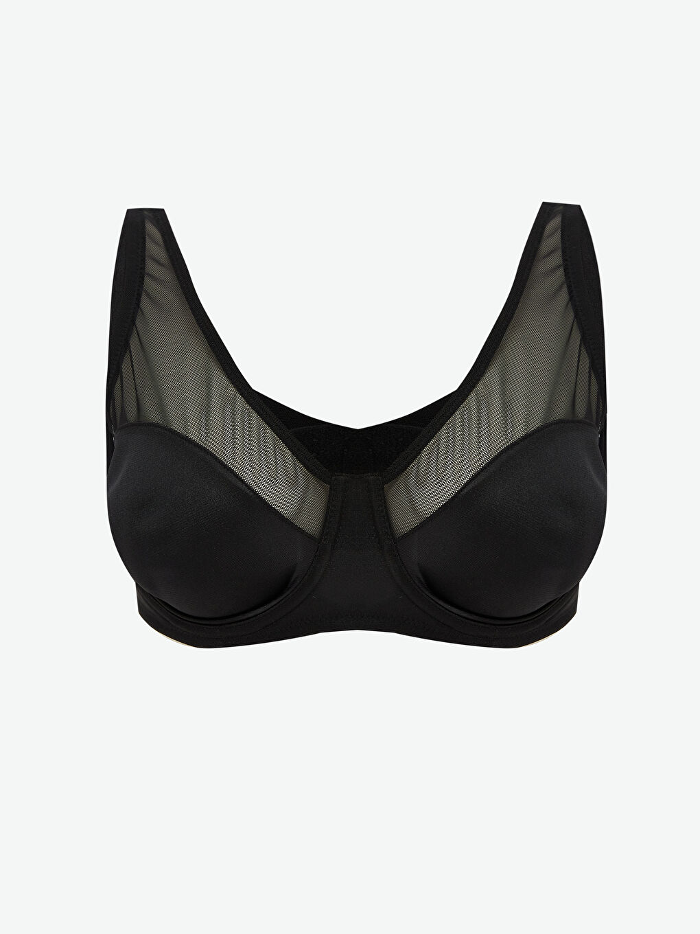 Siyah Balenli Dolgusuz Düz Toparlayıcı Sütyen-1