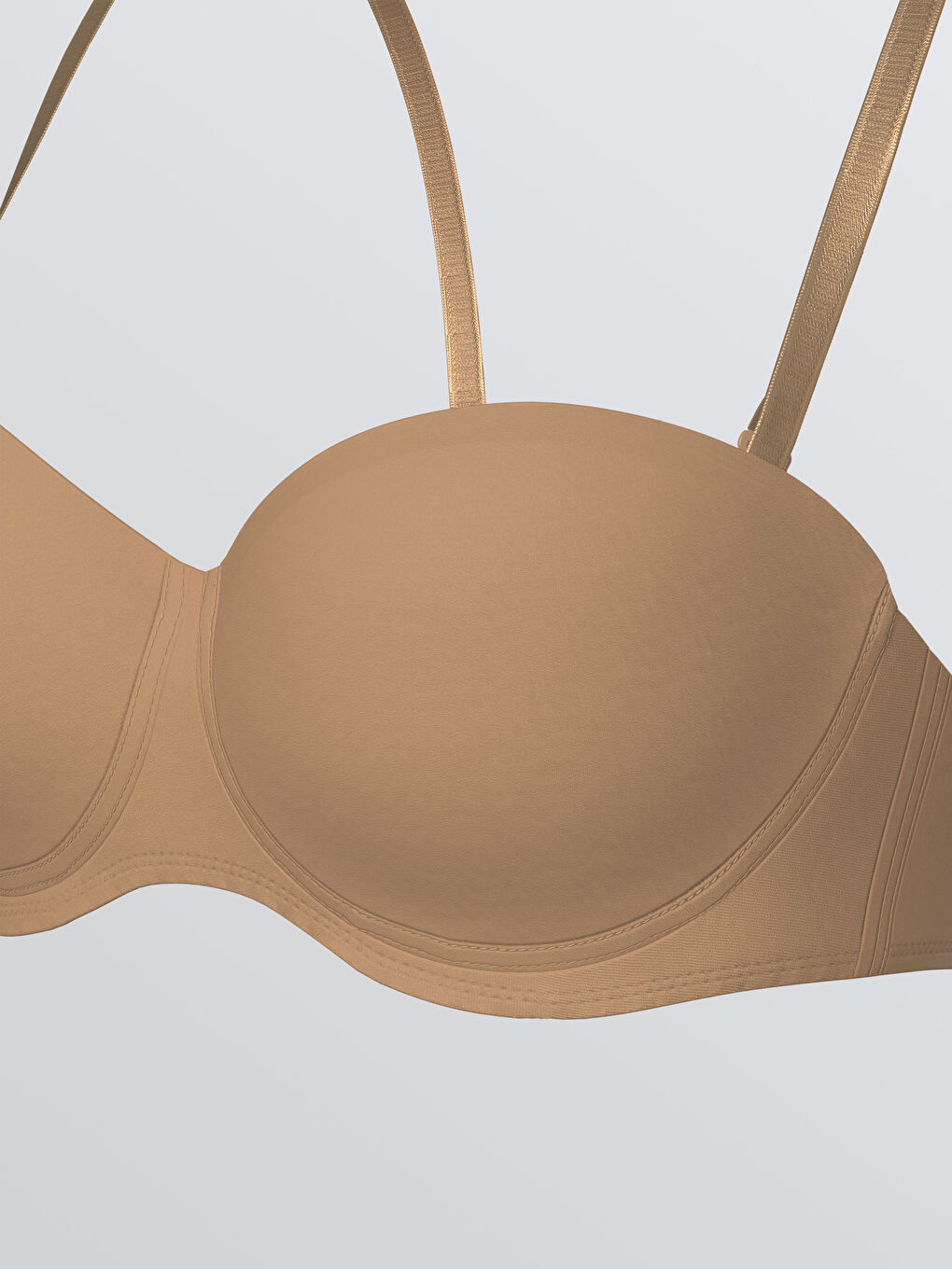 Kahverengi Balenli Dolgusuz Düz Straplez Sütyen 2'li-5