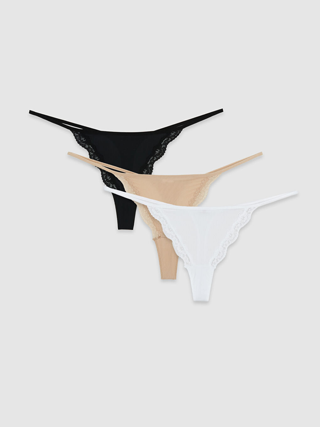 Pembe Dantel Detaylı Tanga Külot 3'lü