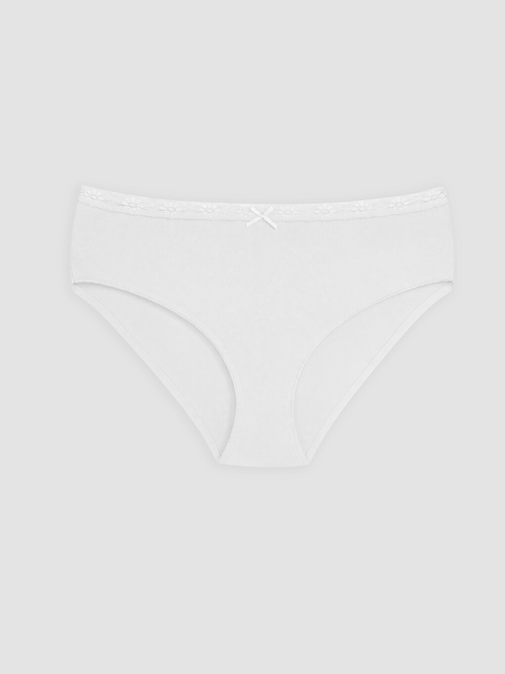 Beyaz Fiyonk Detaylı Bikini Külot