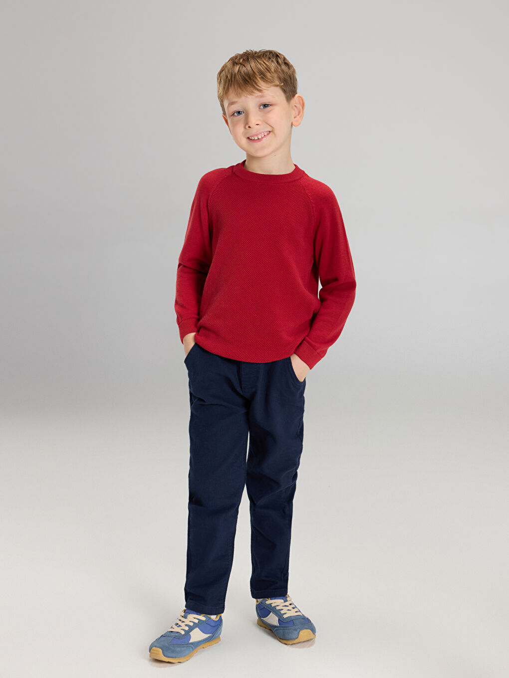 Bordo Erkek Çocuk Basic Triko Kazak-1