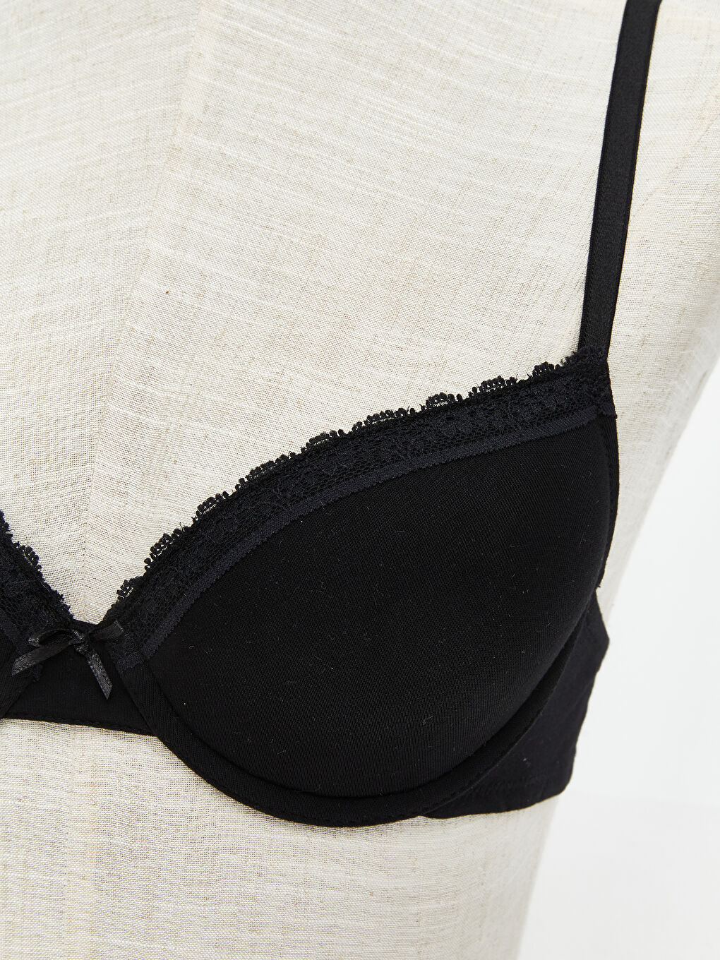 Siyah Balenli Dolgusuz Düz Tişört Sütyen 2'li-4