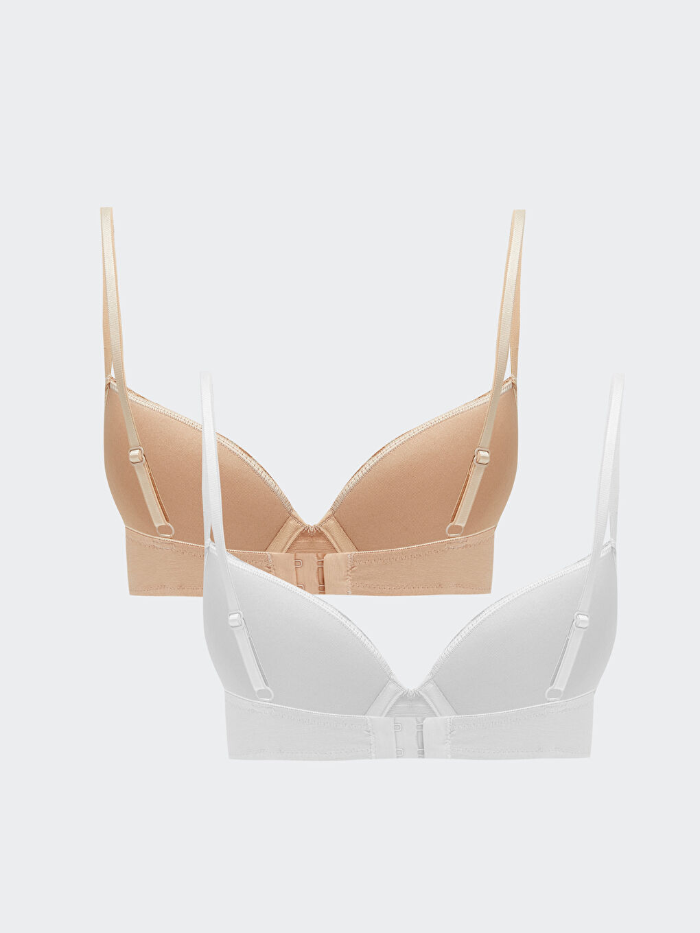 Beyaz Balenli Dolgusuz Düz Tişört Sütyen 2'li-2