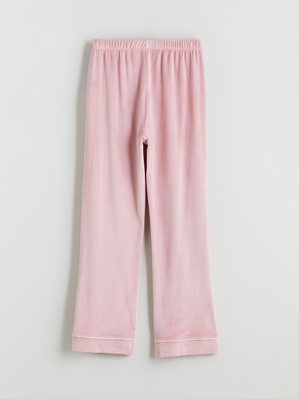 Pembe Gömlek Yaka Kadife Kadın Pijama Takımı-8