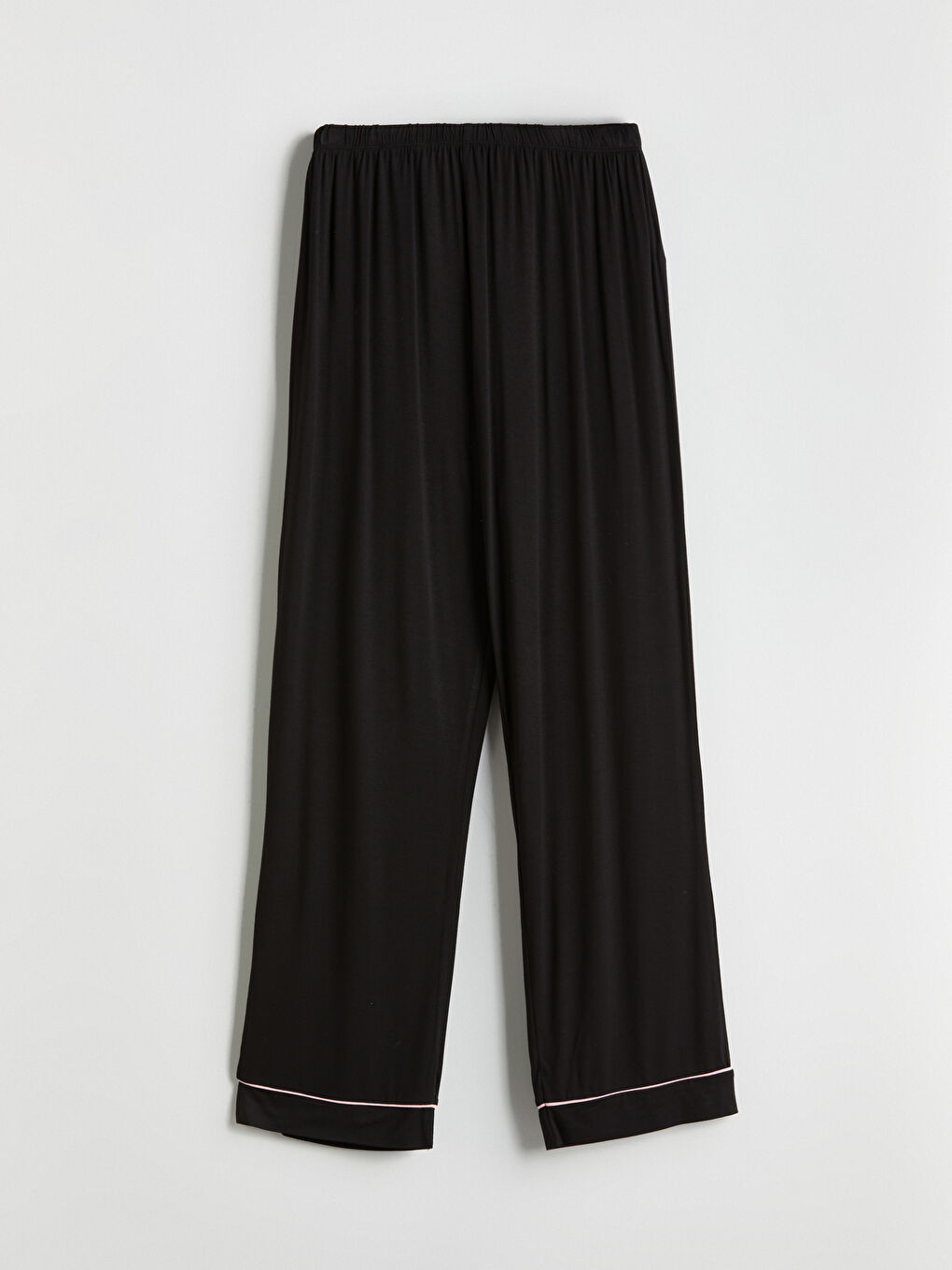 Siyah Beli Lastikli Geniş Paça Kadın Pijama Altı