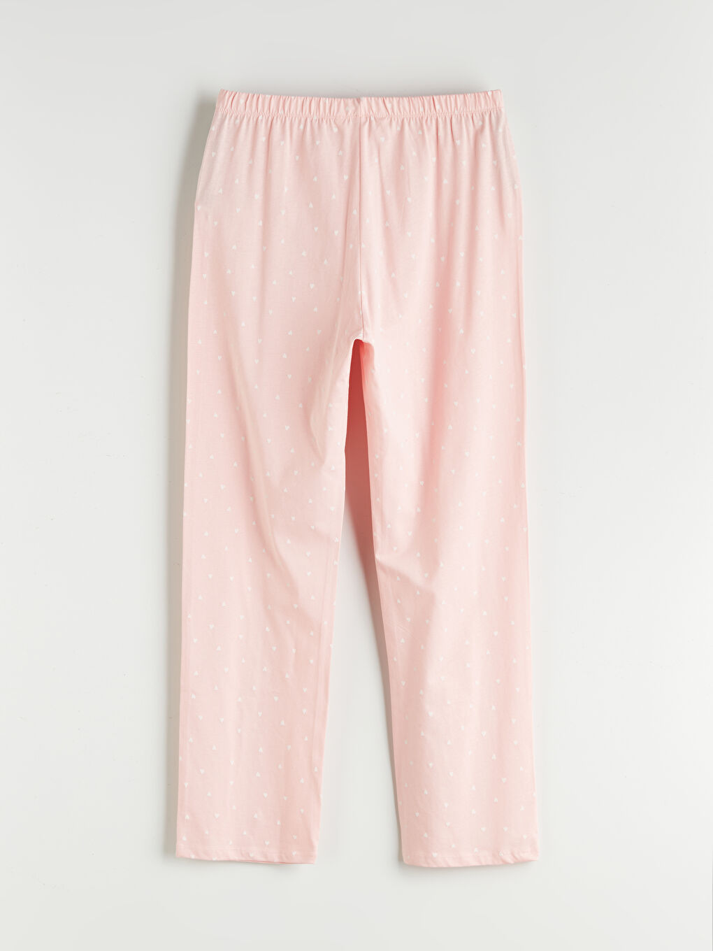 Pembe Beli Lastikli Kalp Desenli Kadın Pijama Altı