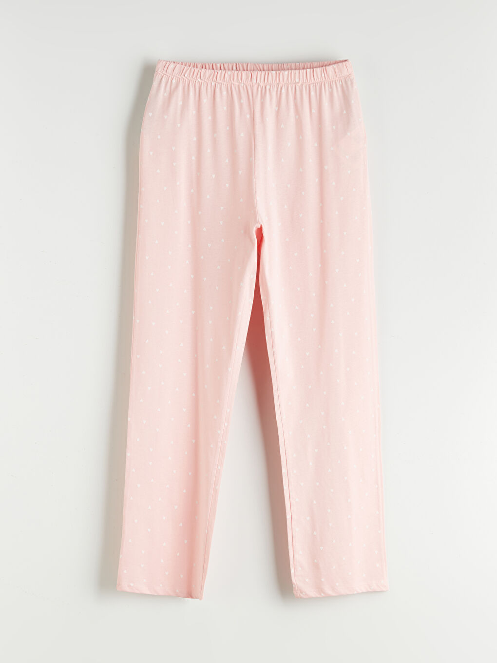 Pembe Beli Lastikli Kalp Desenli Kadın Pijama Altı-1