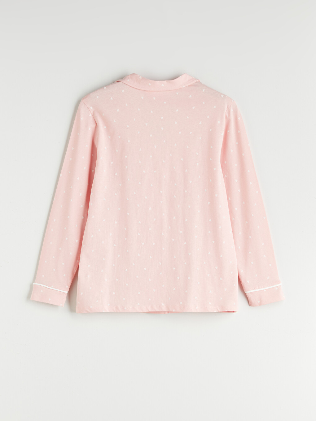 Pembe Kalp Desenli Kadın Pijama Üst-1