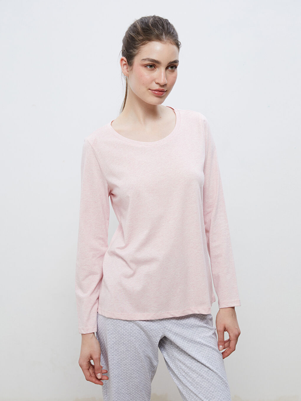 LCW DREAM طقم بيجاما نساء كول مدور -W50785Z8-998