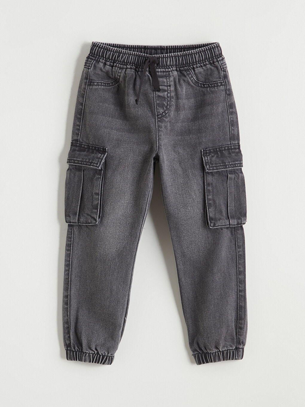 Gri Beli Lastikli Erkek Çocuk Jogger Jean Pantolon