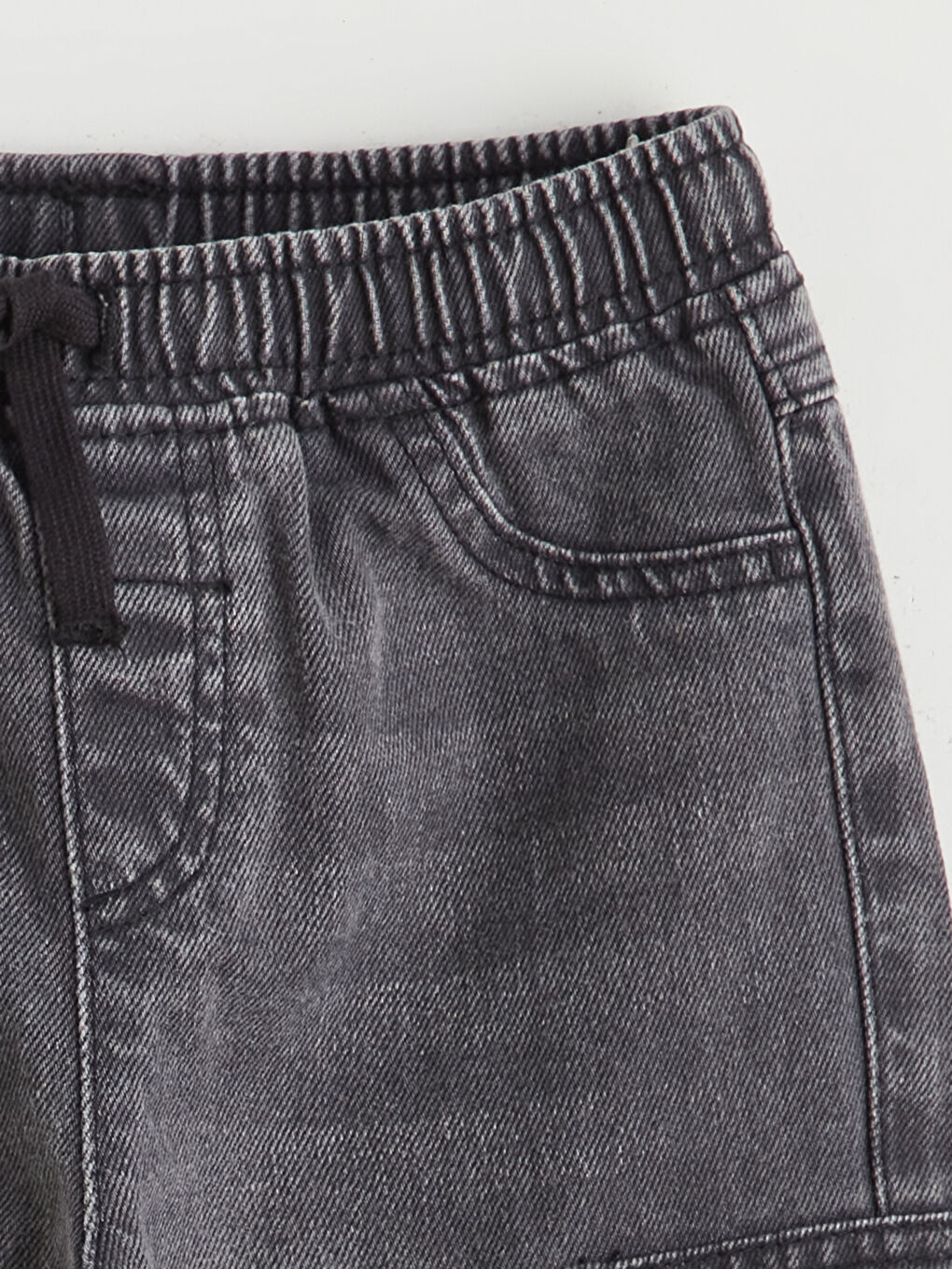 Gri Beli Lastikli Erkek Çocuk Jogger Jean Pantolon-1