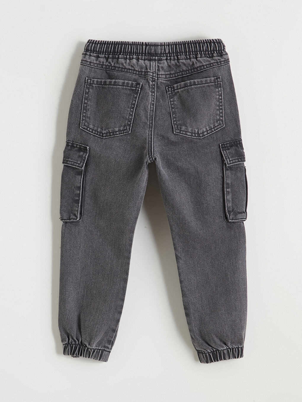 Gri Beli Lastikli Erkek Çocuk Jogger Jean Pantolon-2