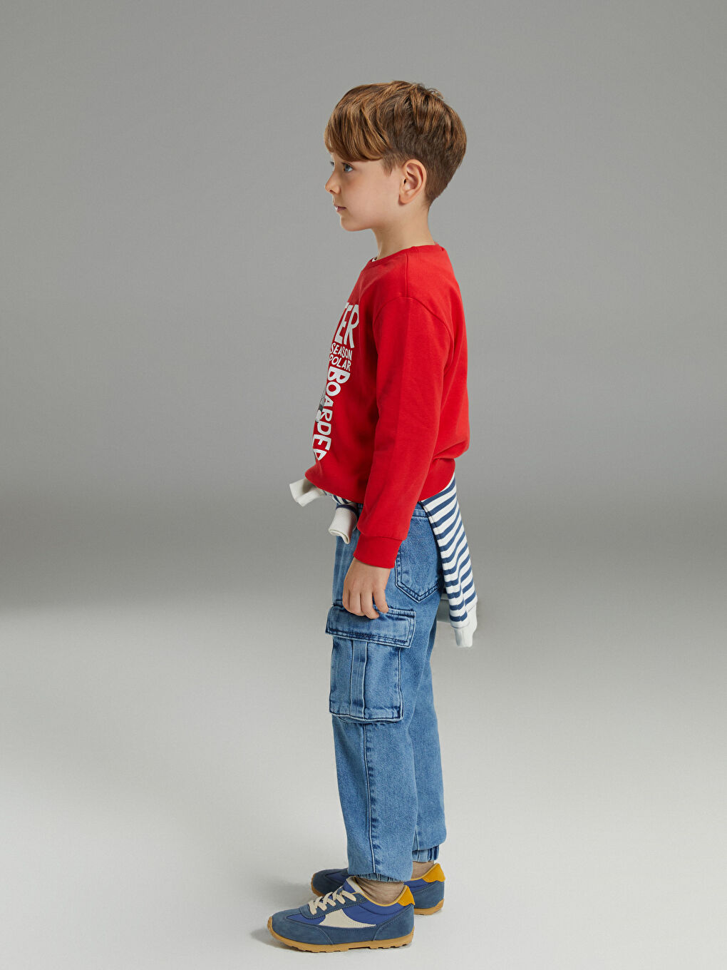 İndigo Beli Lastikli Erkek Çocuk Jogger Jean Pantolon-1