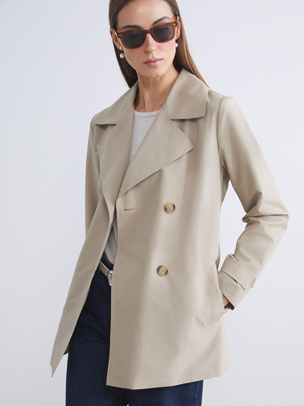 LCWAIKIKI Classic Jacket Neck Women's Trenchcoat -W50796Z8-FGP