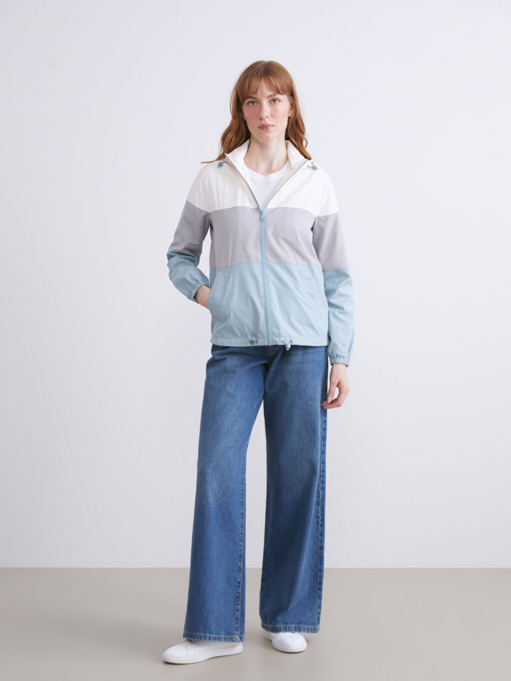 LCWAIKIKI Classic Hooded Color Block Women's Raincoat -W50800Z8-J0L