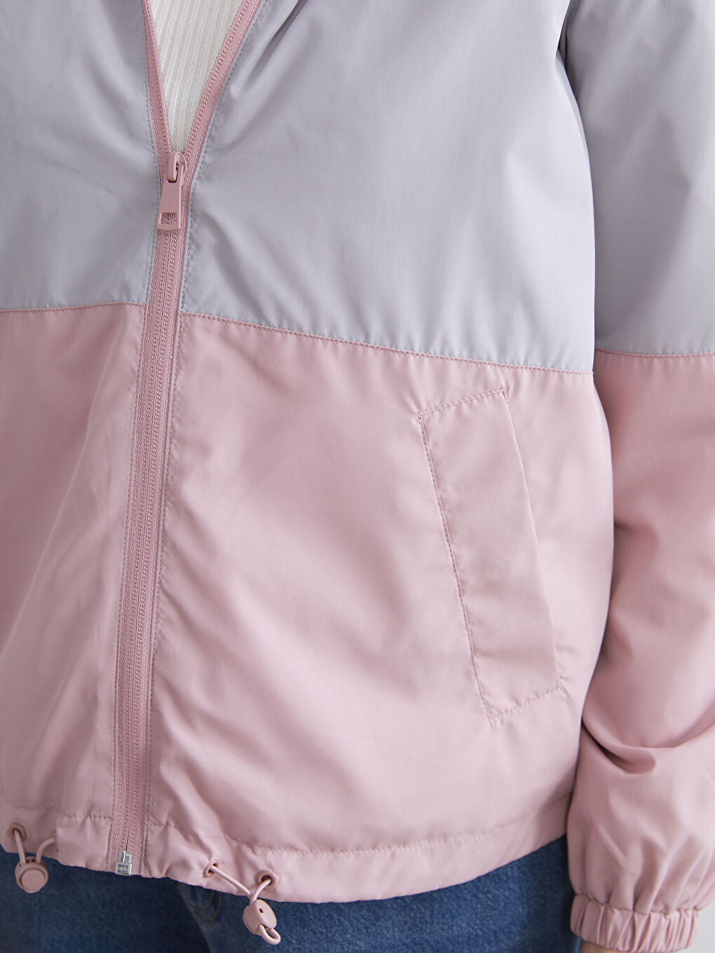 LCWAIKIKI Classic Hooded Color Block Women's Raincoat -W50800Z8-GJR