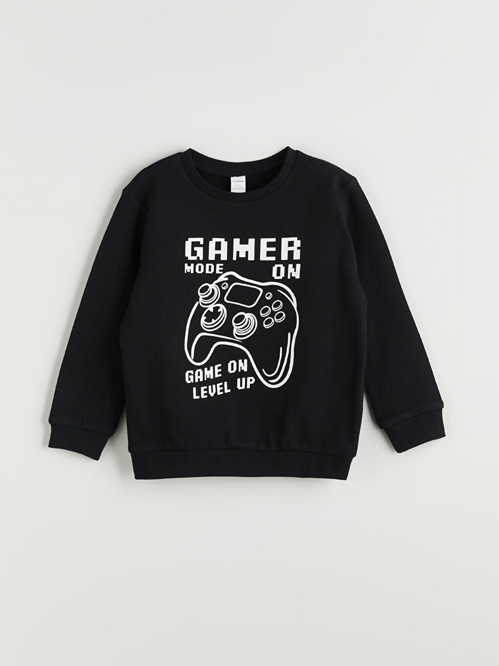 Siyah Bisiklet Yaka Baskılı Erkek Çocuk Sweatshirt