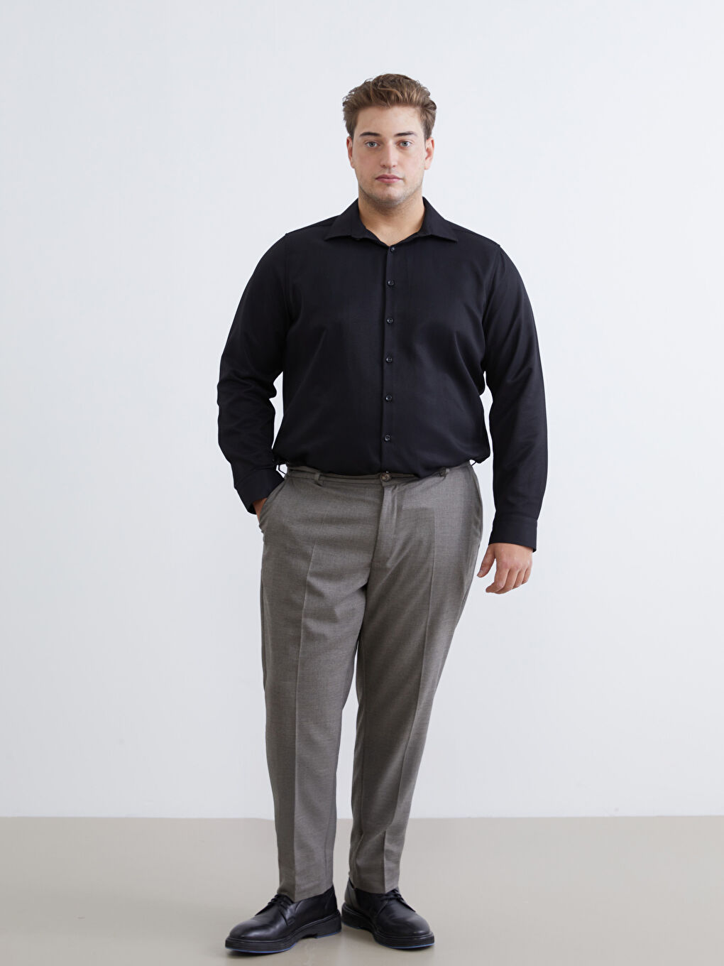 Рубашка Мужская Слим Фит С Длинным Рукавом Из Ткани Добби-5