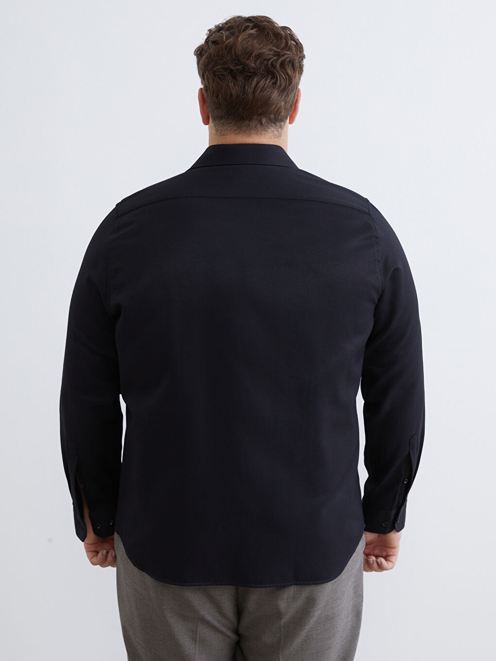 Рубашка Мужская Слим Фит С Длинным Рукавом Из Ткани Добби-7